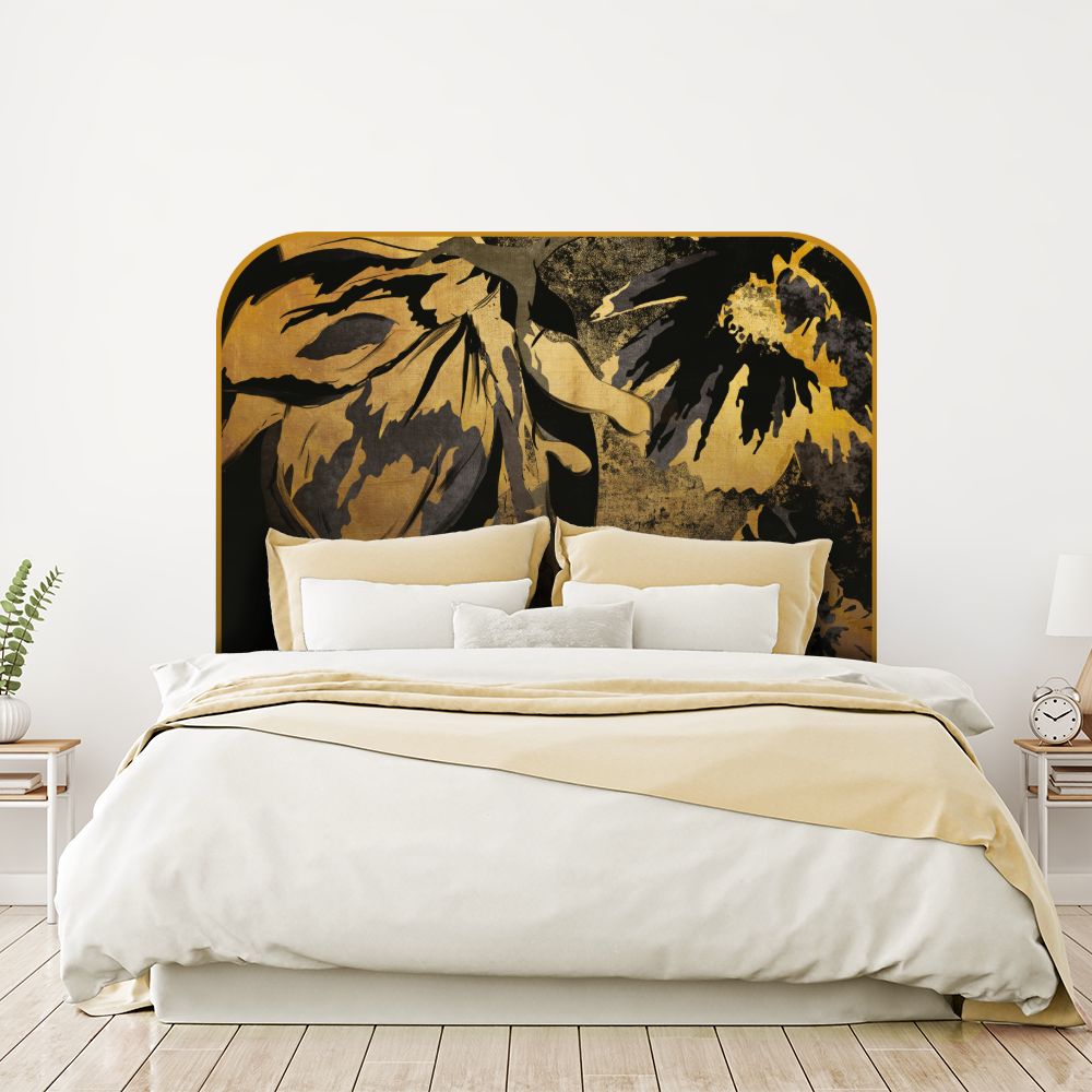 Tête de lit fleurs – doré – 180 × 95 cm
