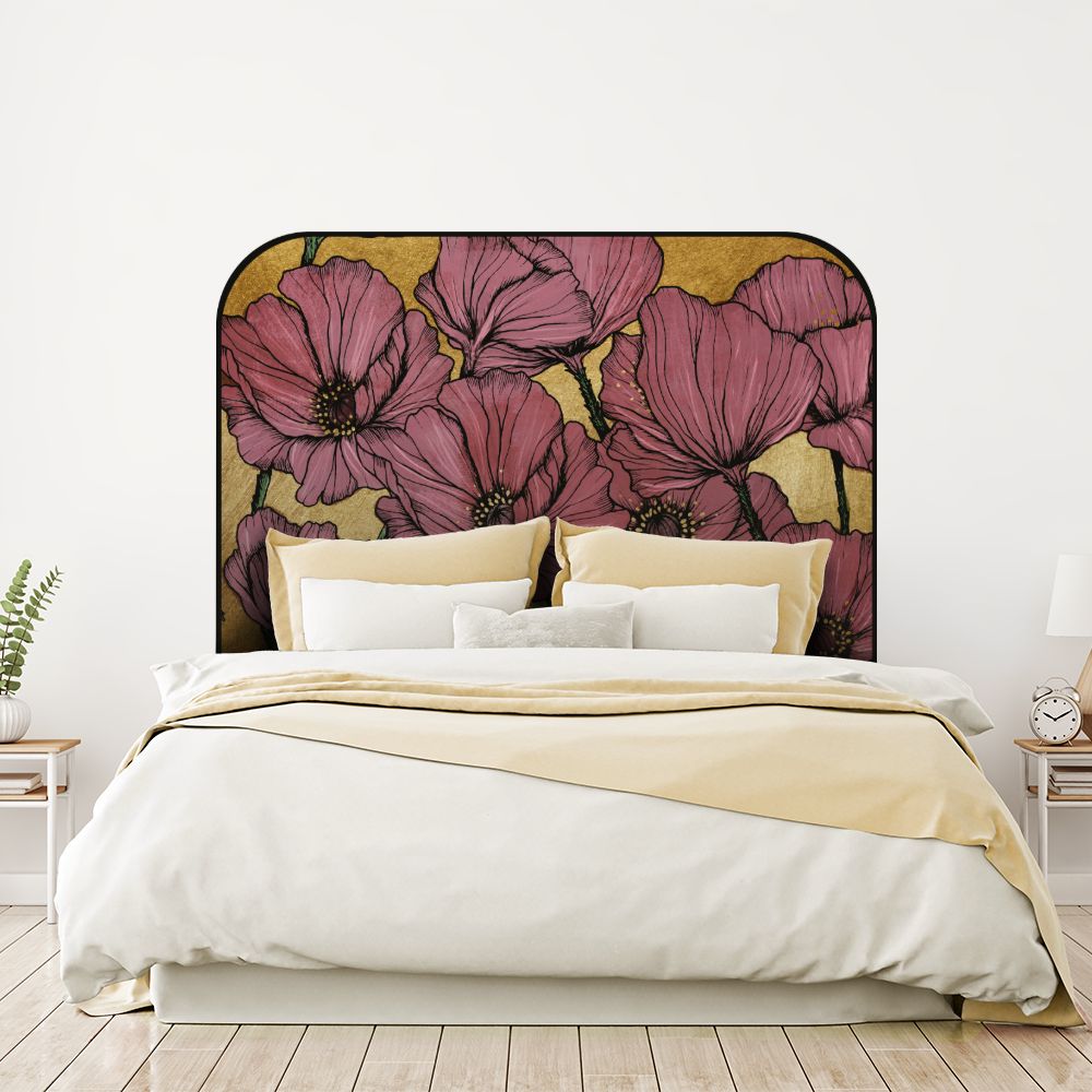 Tête de lit fleurs – doré – 180 × 95 cm