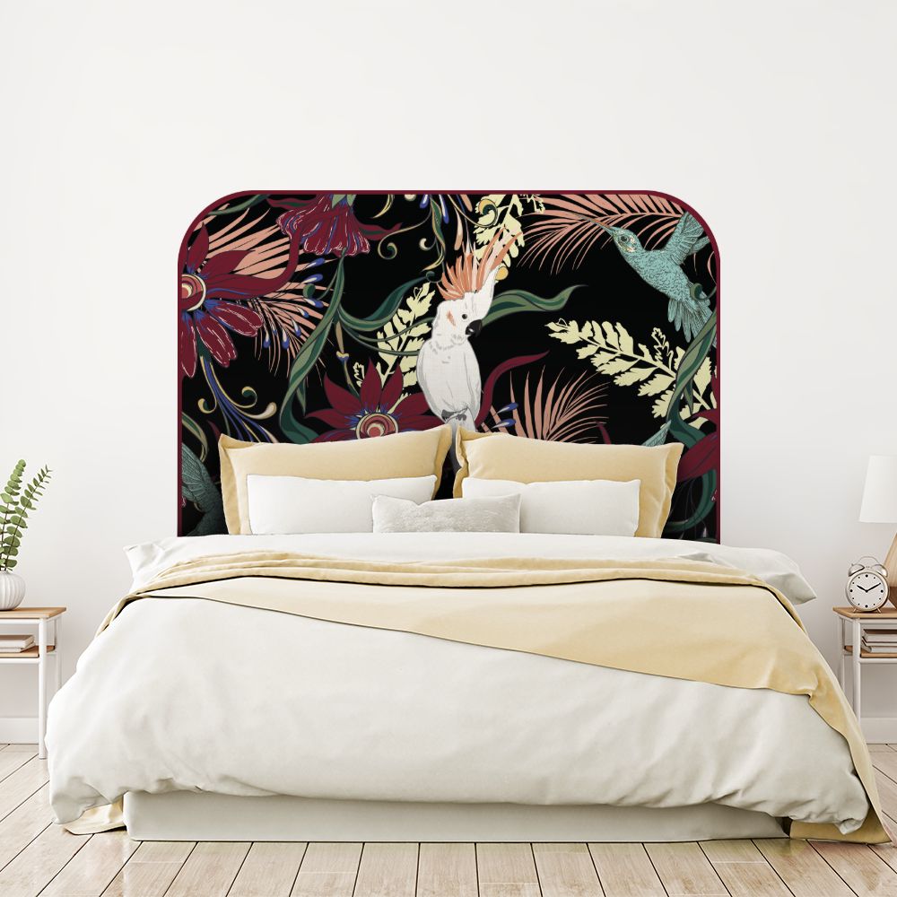 Tête de lit perroquet – noir – 180 × 95 cm