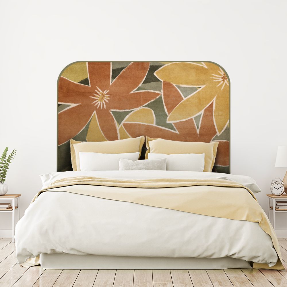 Tête de lit fleurs – marron – 180 × 95 cm