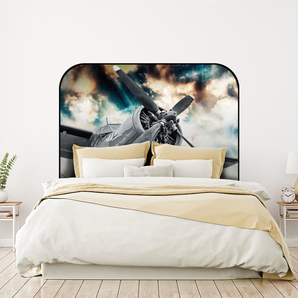 Tête de lit avion – gris – 180 × 95 cm