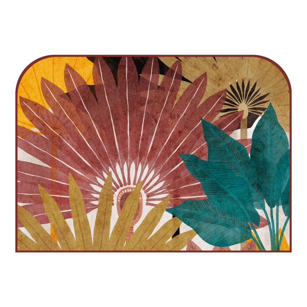 Tête de lit feuilles tropicales – vue d'ambiance