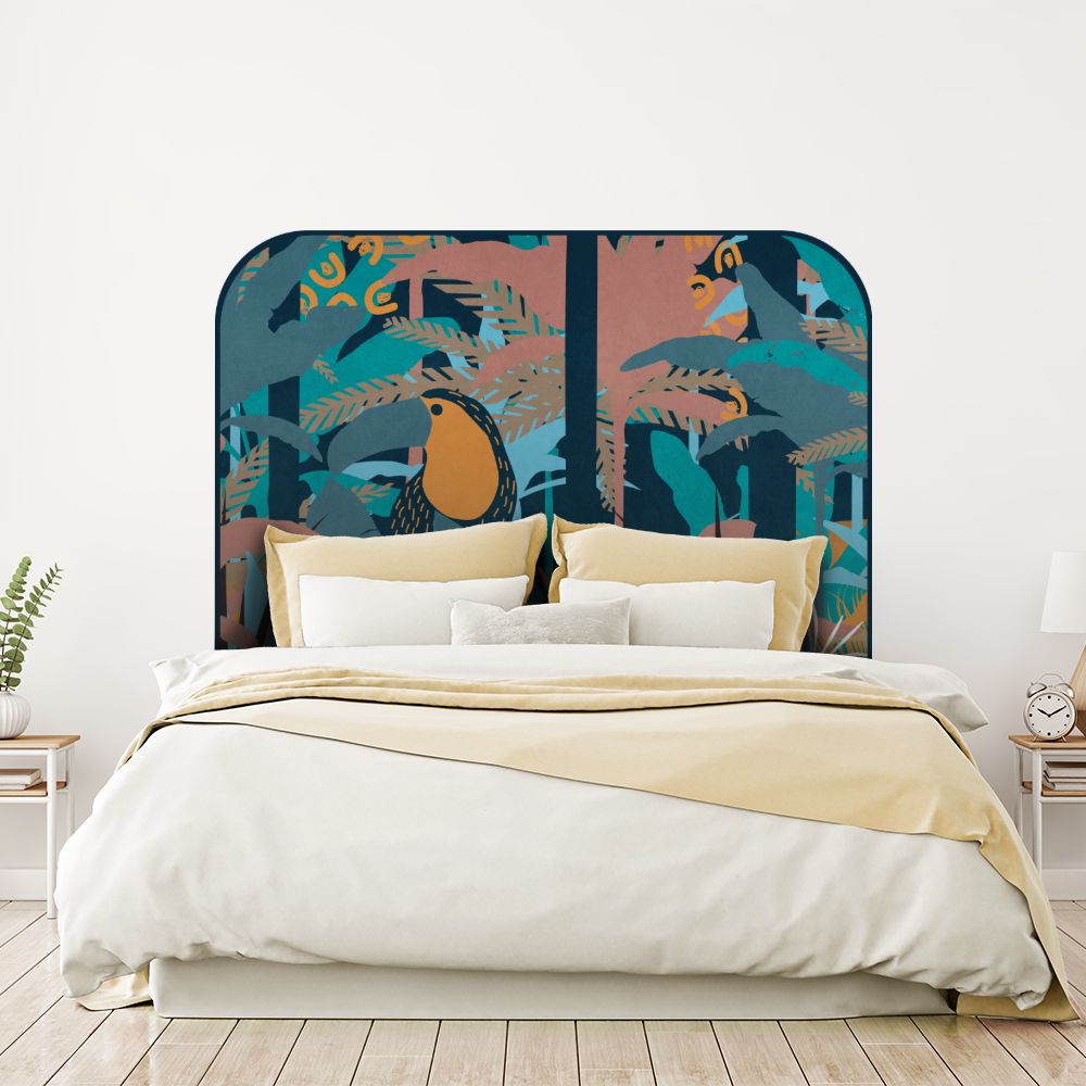 Tête de lit toucan – bleu – 180 × 95 cm