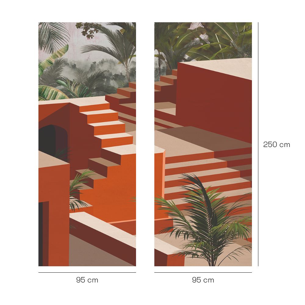 Papier peint "Escaliers exotiques astucieux"