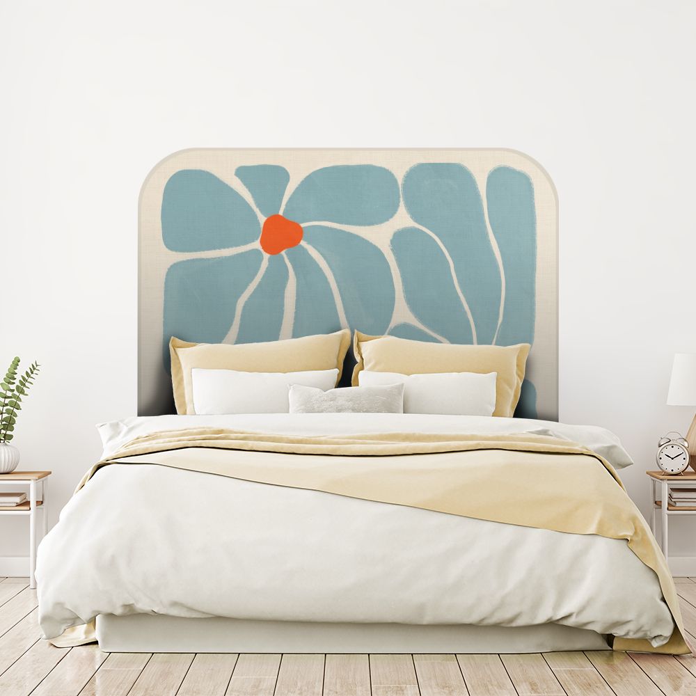 Tête de lit fleurs – bleu – 180 × 95 cm