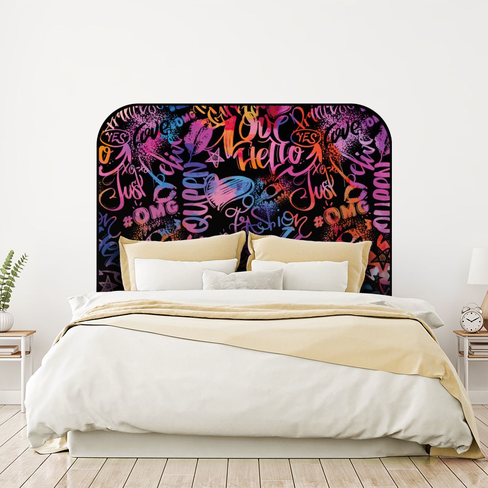 Tête de lit graffiti – multicolore – 180 × 95 cm