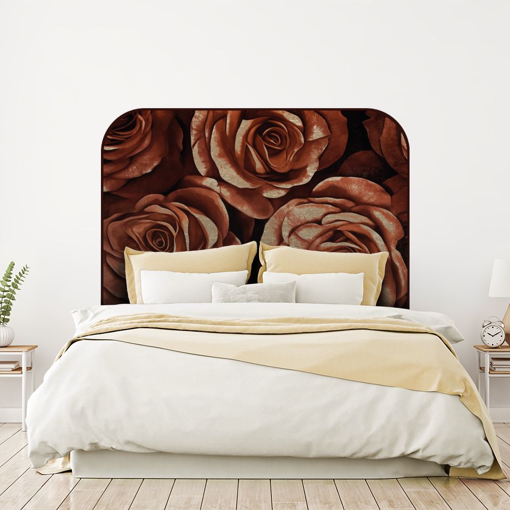 Tête de lit roses – marron – 180 × 95 cm