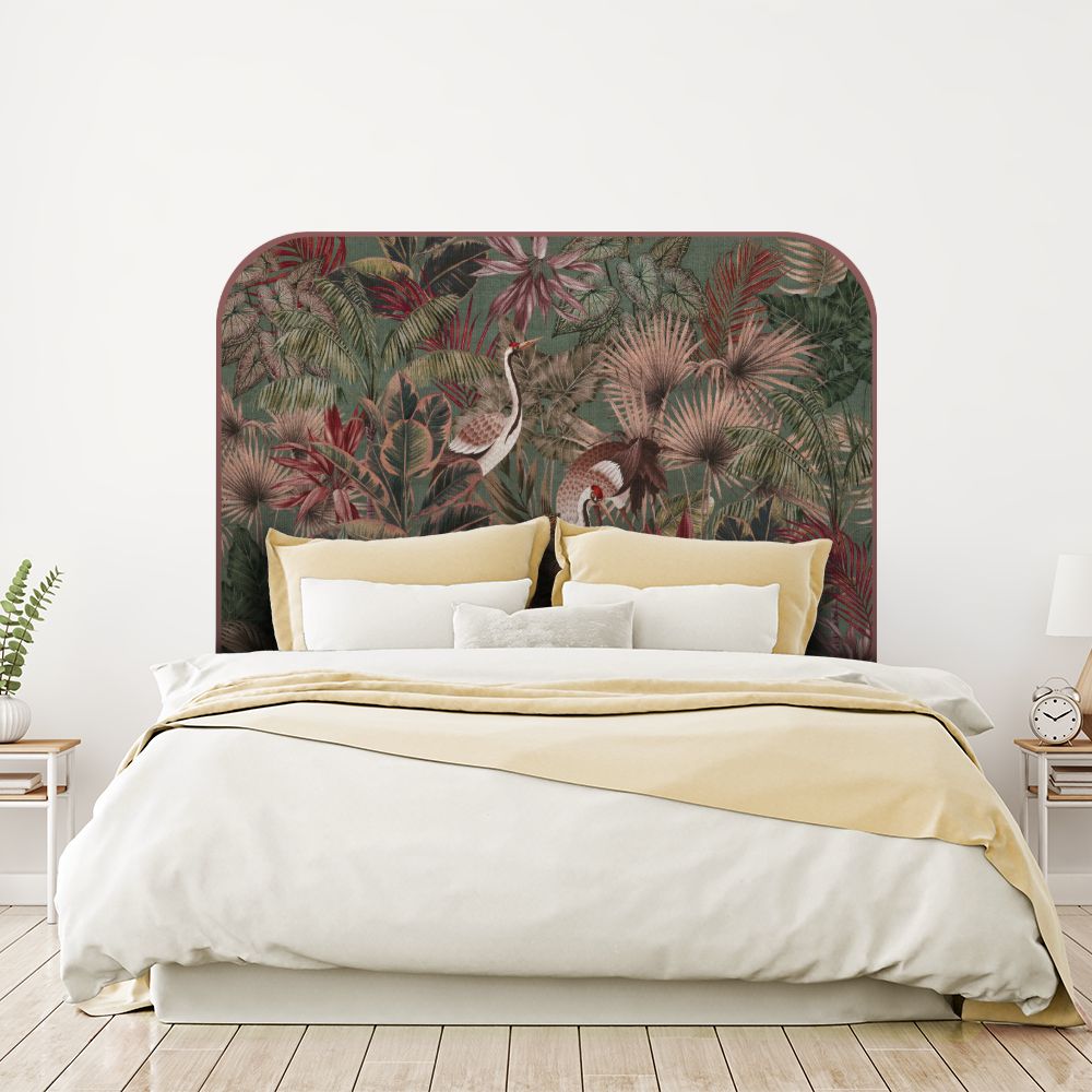 Tête de lit oiseaux tropicaux – vert – 180 × 95 cm