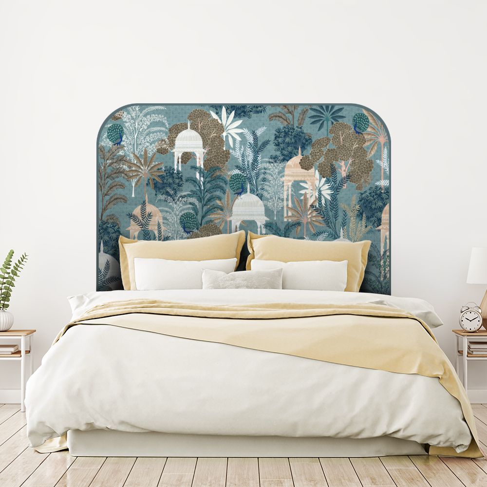 Tête de lit paysage exotique – bleu – 180 × 95 cm