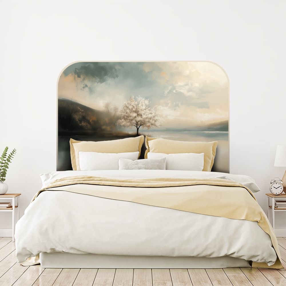 Tête de lit arbre – beige – 180 × 95 cm