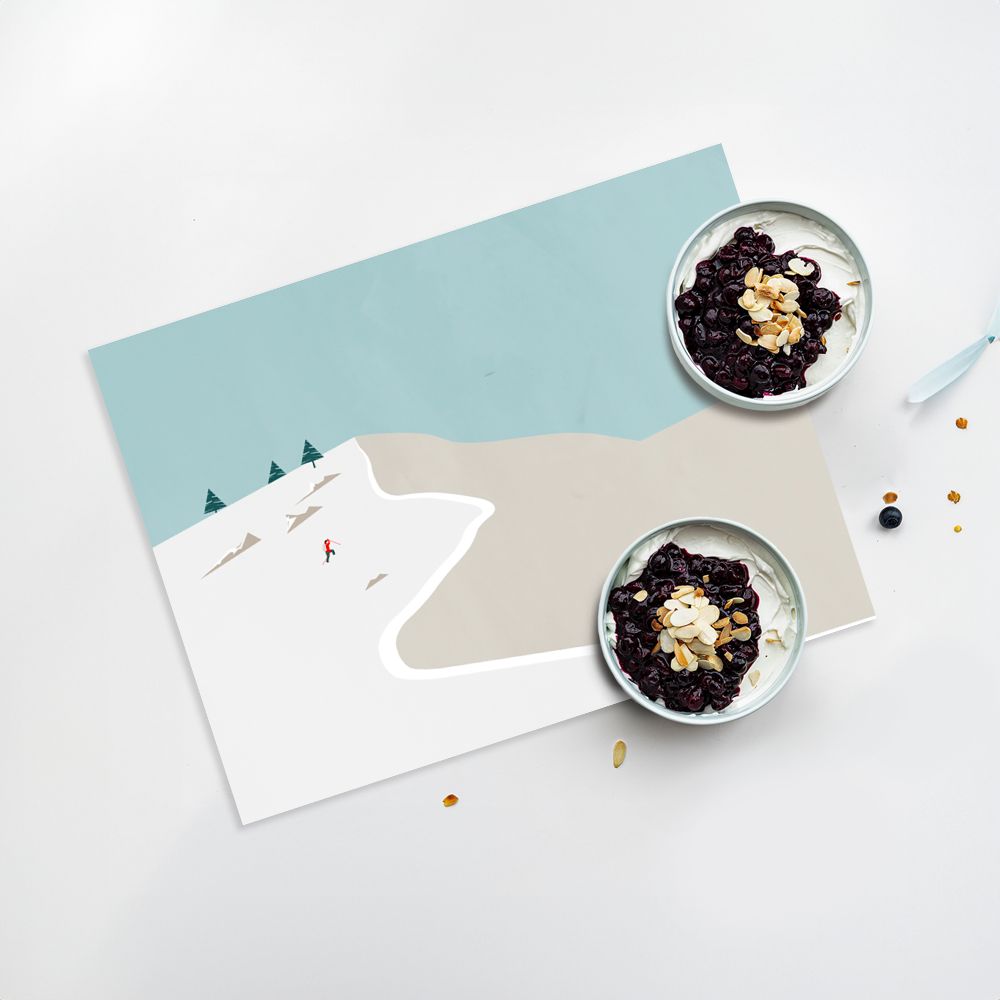 Lot de 4 sets de table en vinyle / Scène de montagne minimaliste