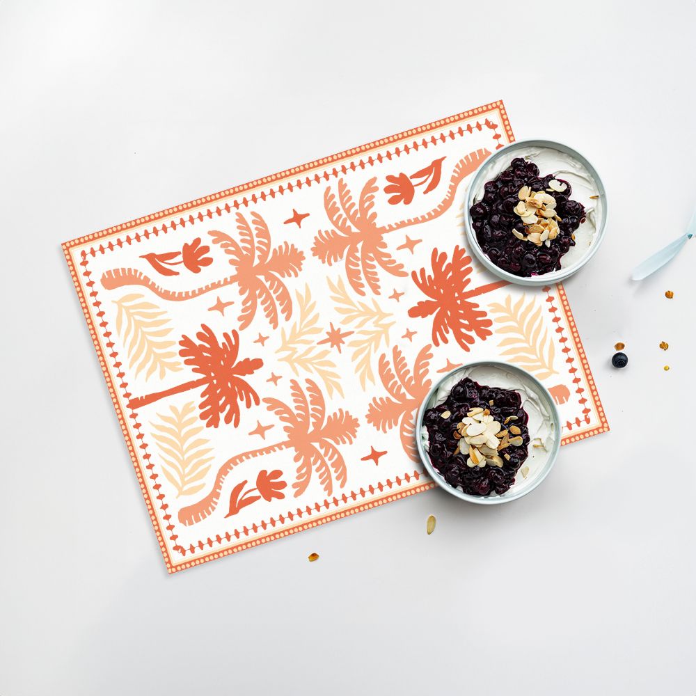 Lot de 4 sets de table en vinyle / Motif tropical