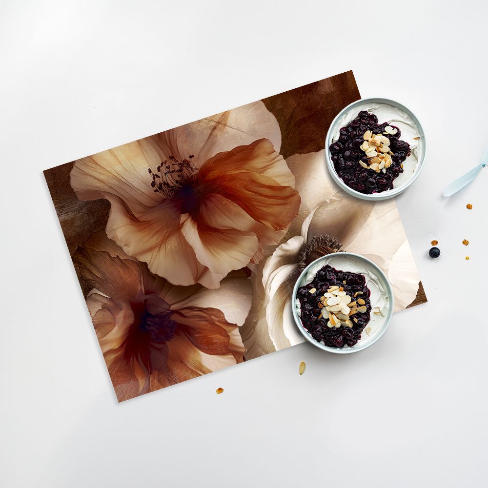 Lot de 4 sets de table en vinyle / Fleurs peintes