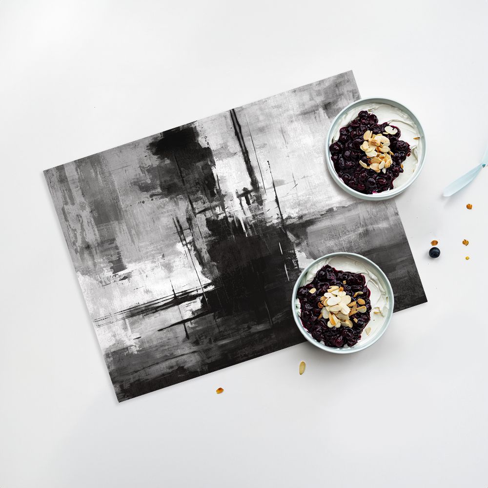Lot de 4 sets de table en vinyle / Abstraction en noir et blanc