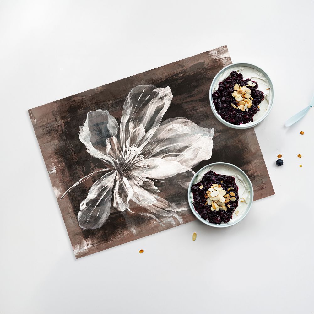 Lot de 4 sets de table en vinyle / Grande fleur artistique