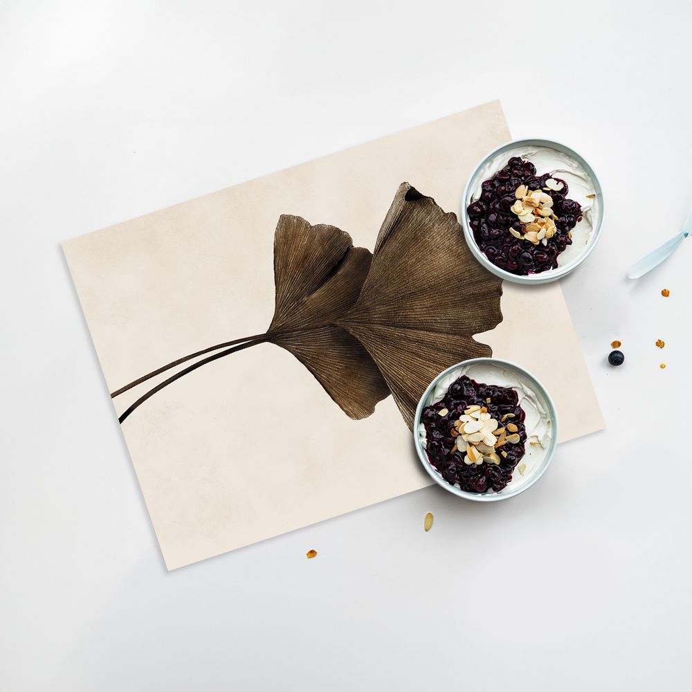 Lot de 4 sets de table en vinyle / Feuille de Ginkgo