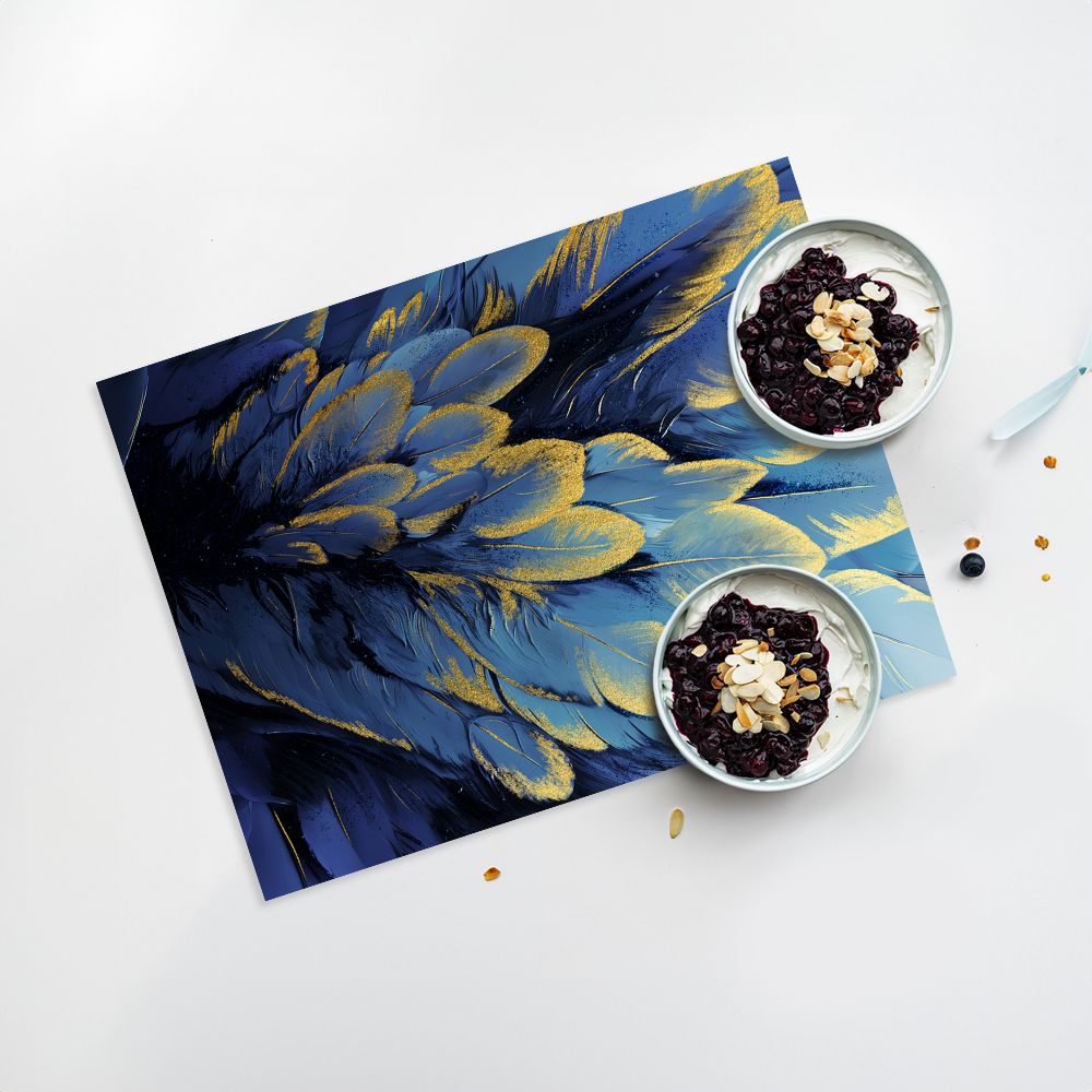 Lot de 4 sets de table en vinyle / Plumes artistiques