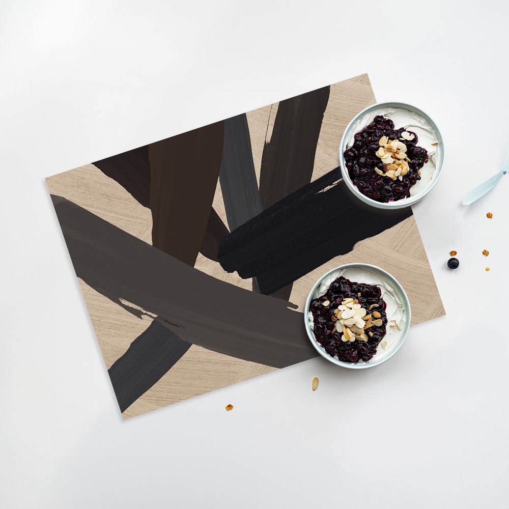 Lot de 4 sets de table en vinyle / Traits de pinceau abstraits