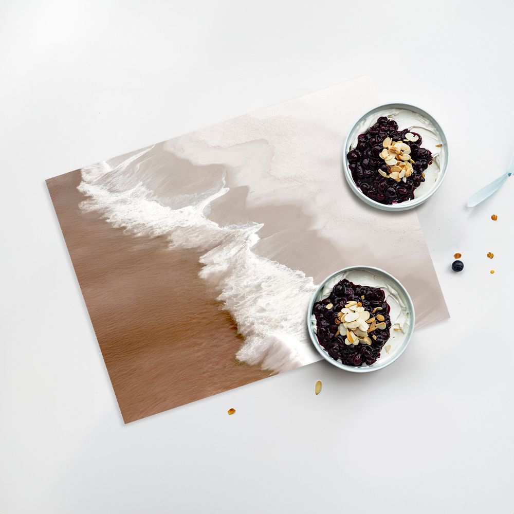 Lot de 4 sets de table en vinyle / Vagues à la plage