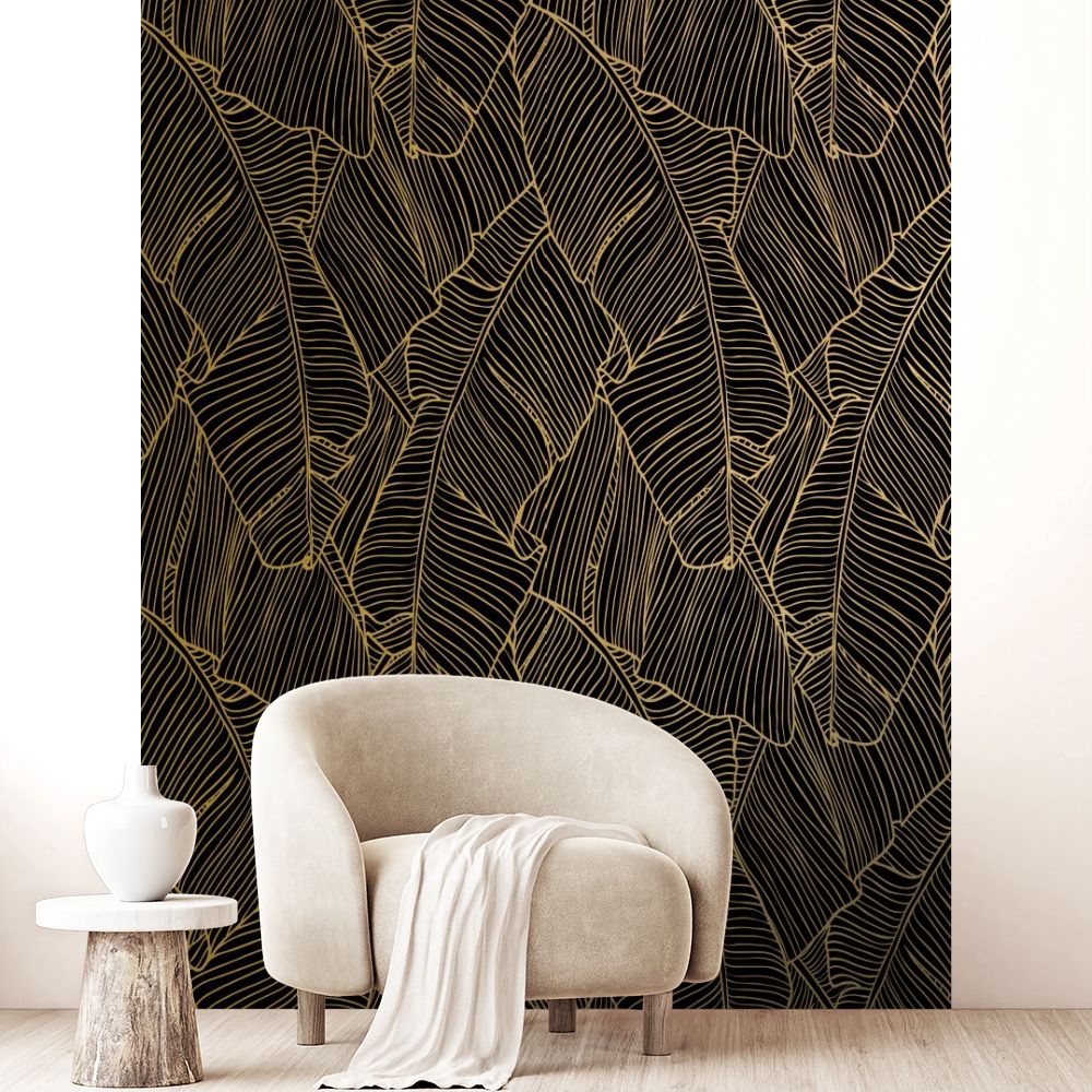 Papier peint "Lignes élégantes dorées"