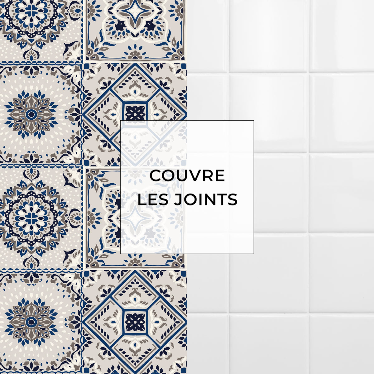 8 carreaux adhésifs 20x20cm Elena / Carreaux de ciment bleu  / bleu / pour douche, murs, sol, cuisine, salle de bain…