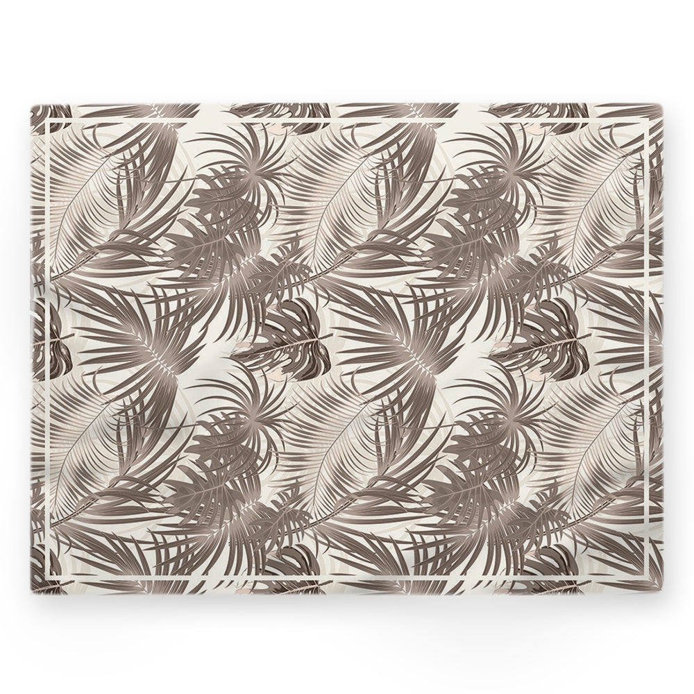 Nappe feuilles tropicales – Beige – 140×220 cm