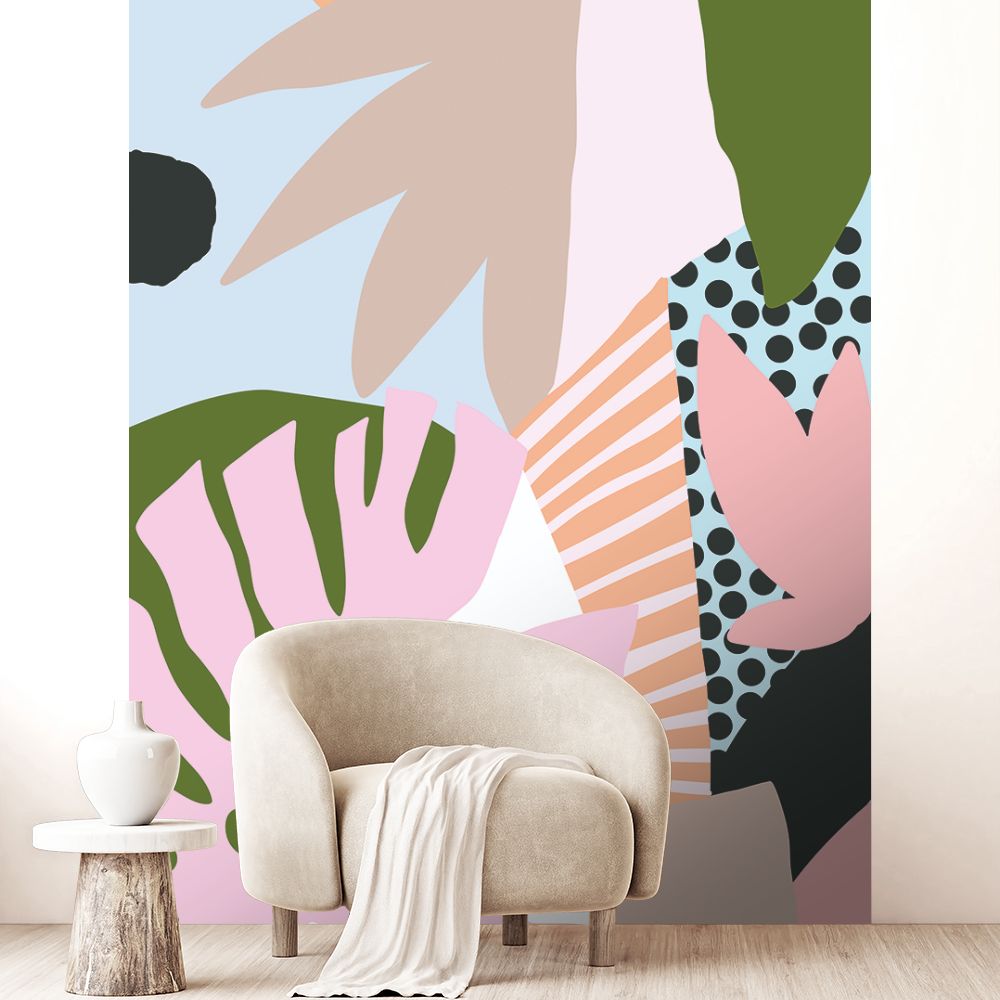 Papier peint "Motifs tropicaux colorés"