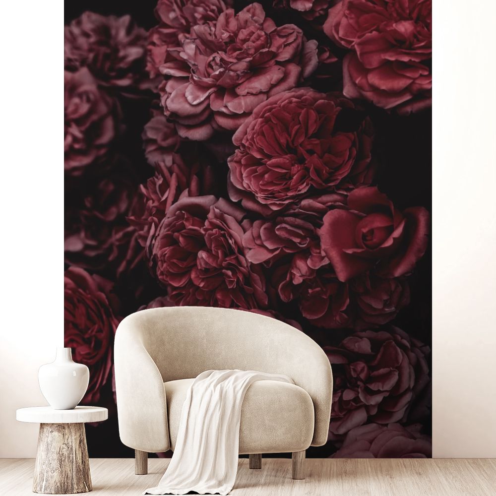 Papier peint "Élégance florale sombre"
