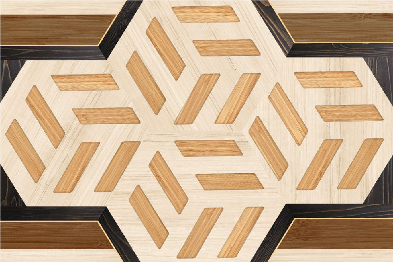Lot de 4 sets de table en vinyle / Motif géométrique en bois