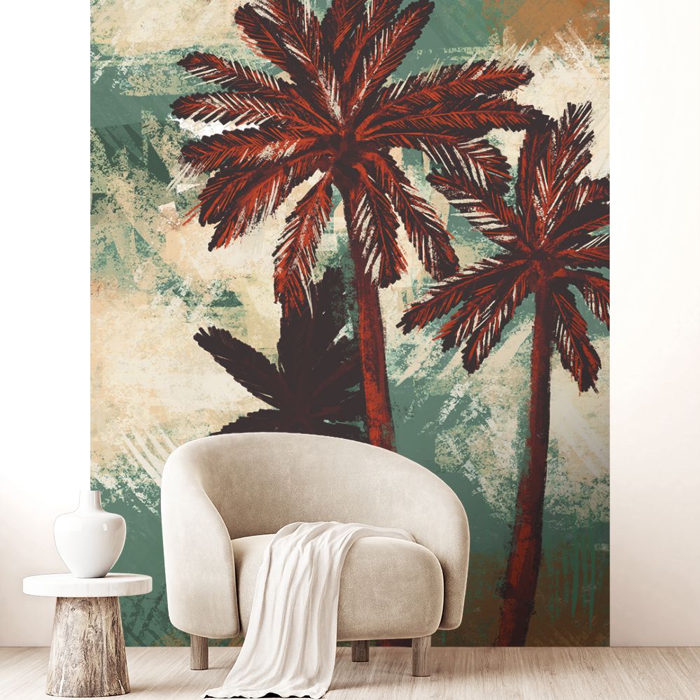 Papier peint "Palmiers exotiques vibrants"