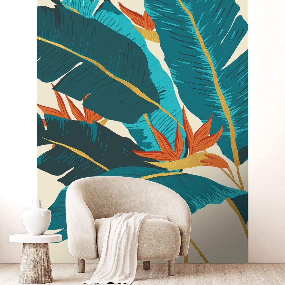 Papier peint "Feuillage exotique vibrant"