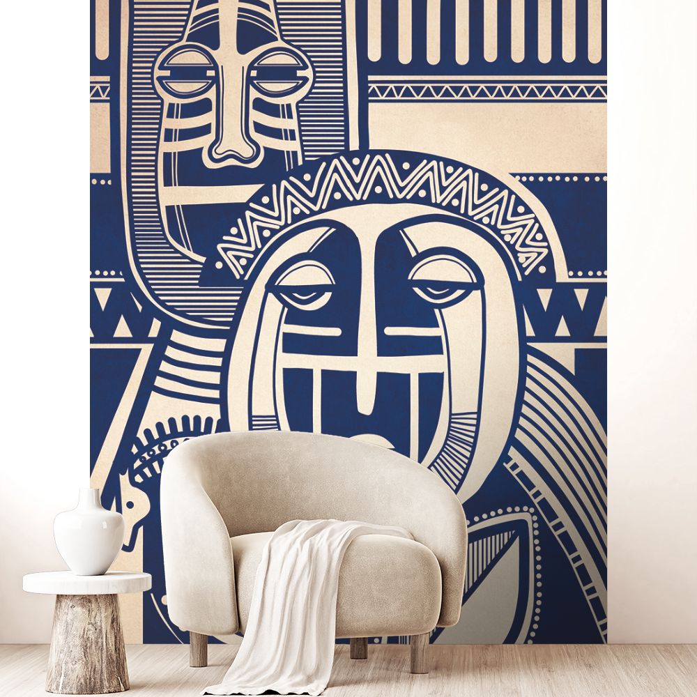 Papier peint "Motifs tribaux stylisés"
