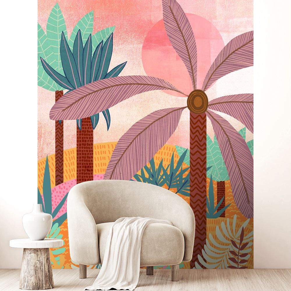 Papier peint "Jungle colorée exotique"