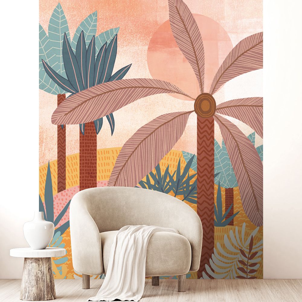 Papier peint "Jungle colorée exotique"