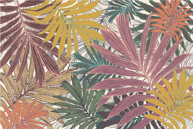 Lot de 4 sets de table en vinyle / Feuilles tropicales