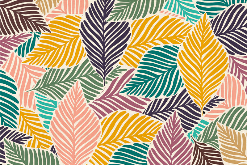Lot de 4 sets de table en vinyle / Feuilles tropicales