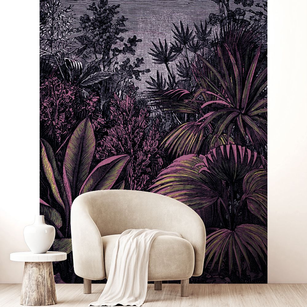 Papier peint "Feuillage luxuriant dramatique"