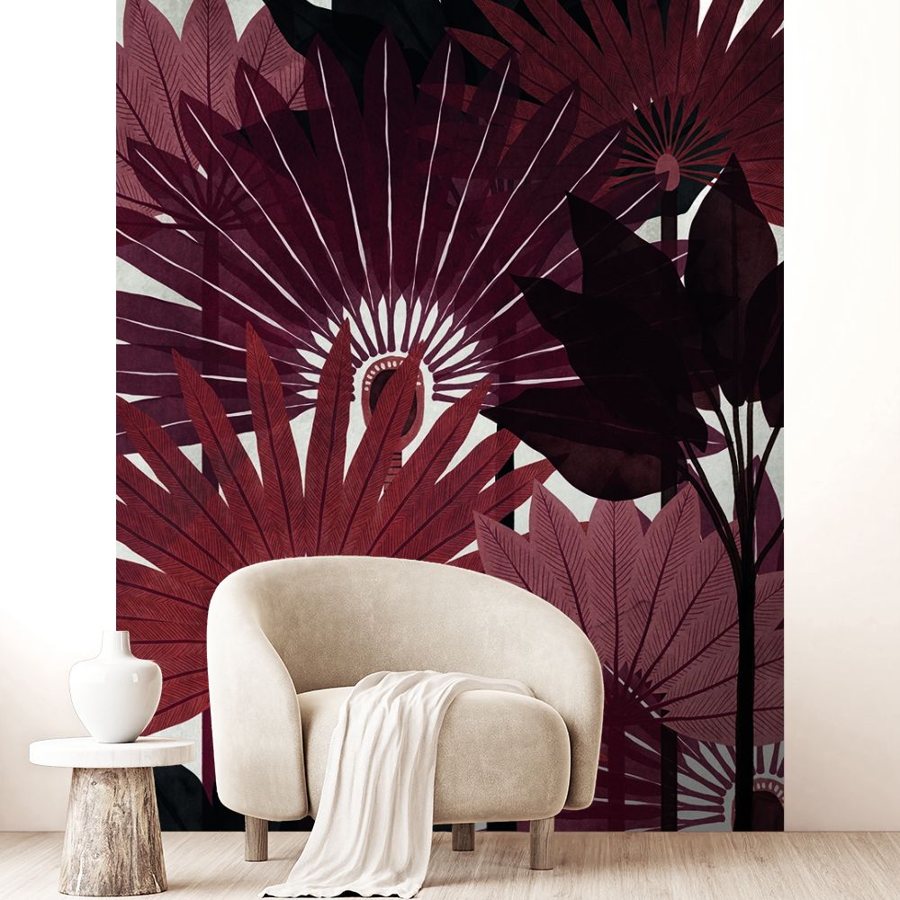 Papier peint "Feuilles exotiques audacieuses"