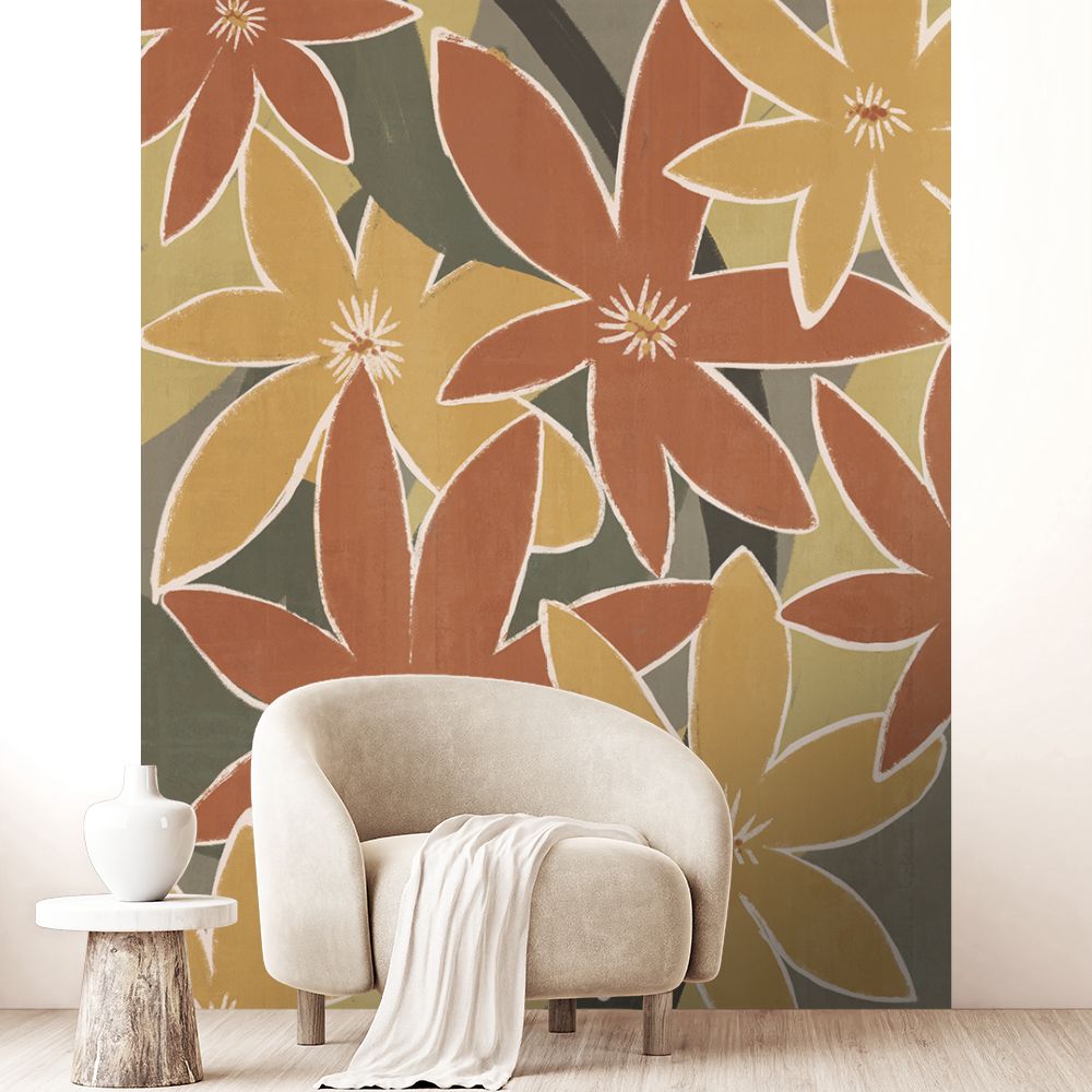 Papier peint "Fleurs vives colorées"