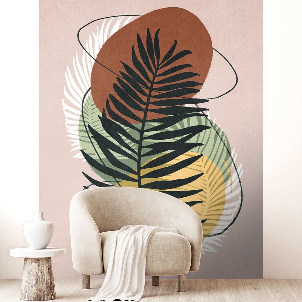 Papier peint "Feuilles superposées colorées"