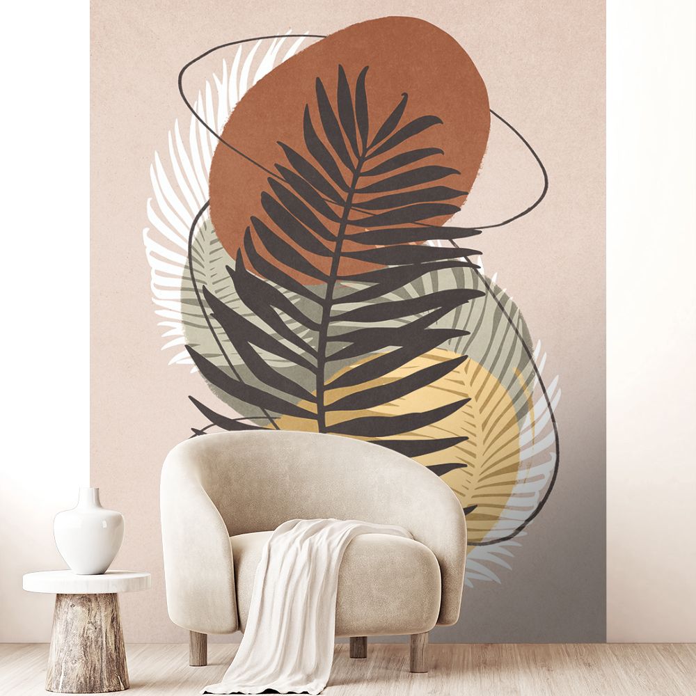 Papier peint "Feuilles superposées colorées"