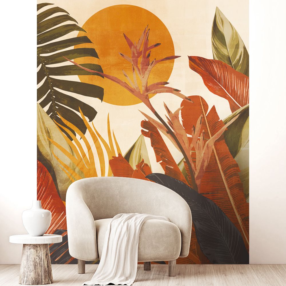 Papier peint "Feuillage exotique vibrant"