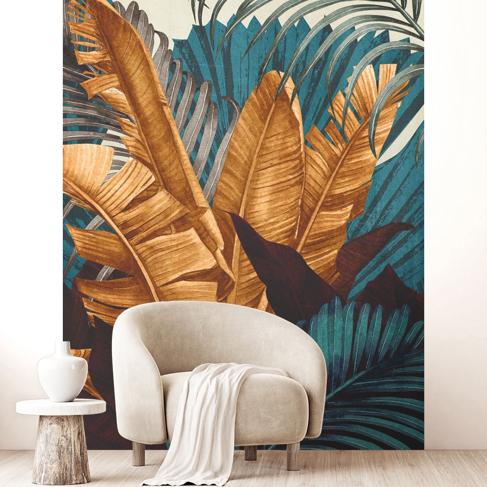Papier peint "Feuilles luxuriantes exotiques"
