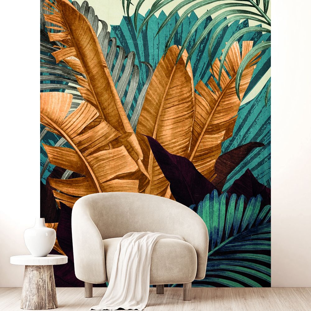 Papier peint "Feuilles luxuriantes exotiques"