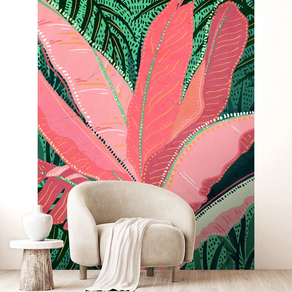 Papier peint "Feuilles tropicales vibrantes"