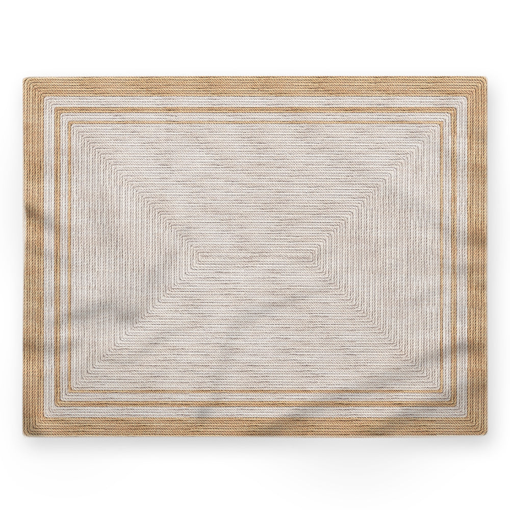Nappe motif géométrique – Orange / cuivré – 140×220 cm