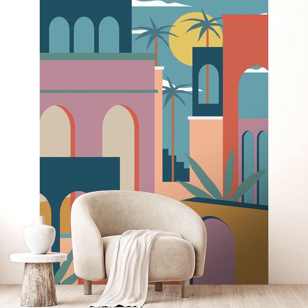 Papier peint "Motifs architecturaux vibrants"