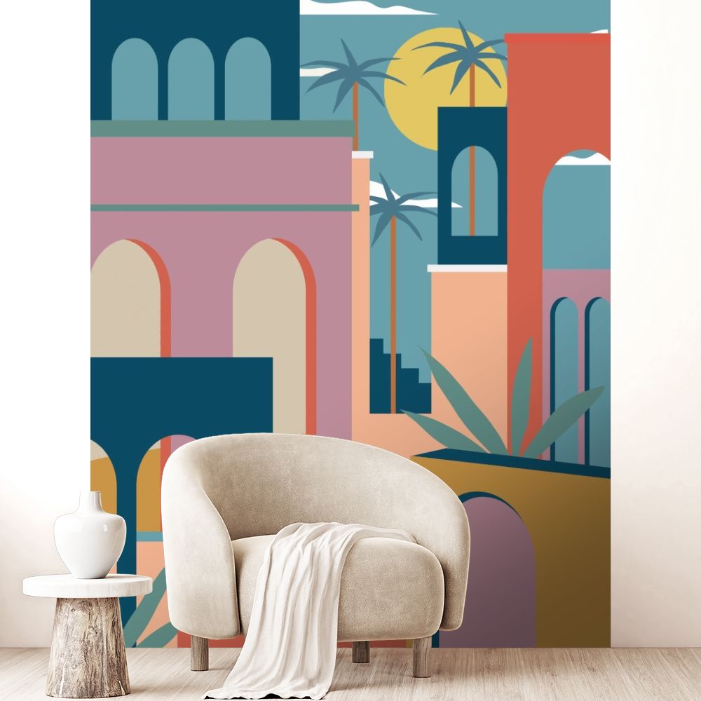 Papier peint "Motifs architecturaux vibrants"