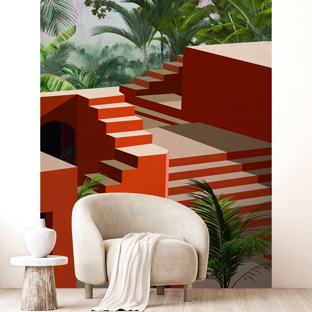 Papier peint "Escaliers exotiques astucieux"