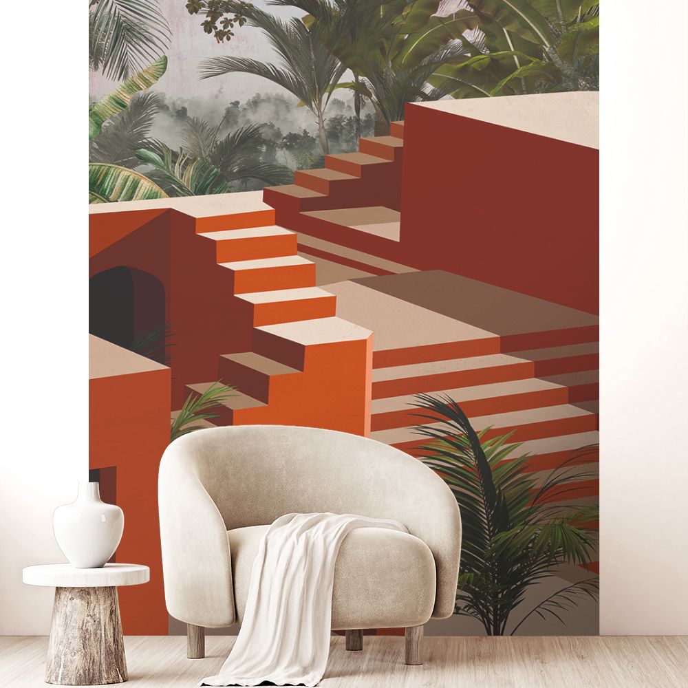Papier peint "Escaliers exotiques astucieux"